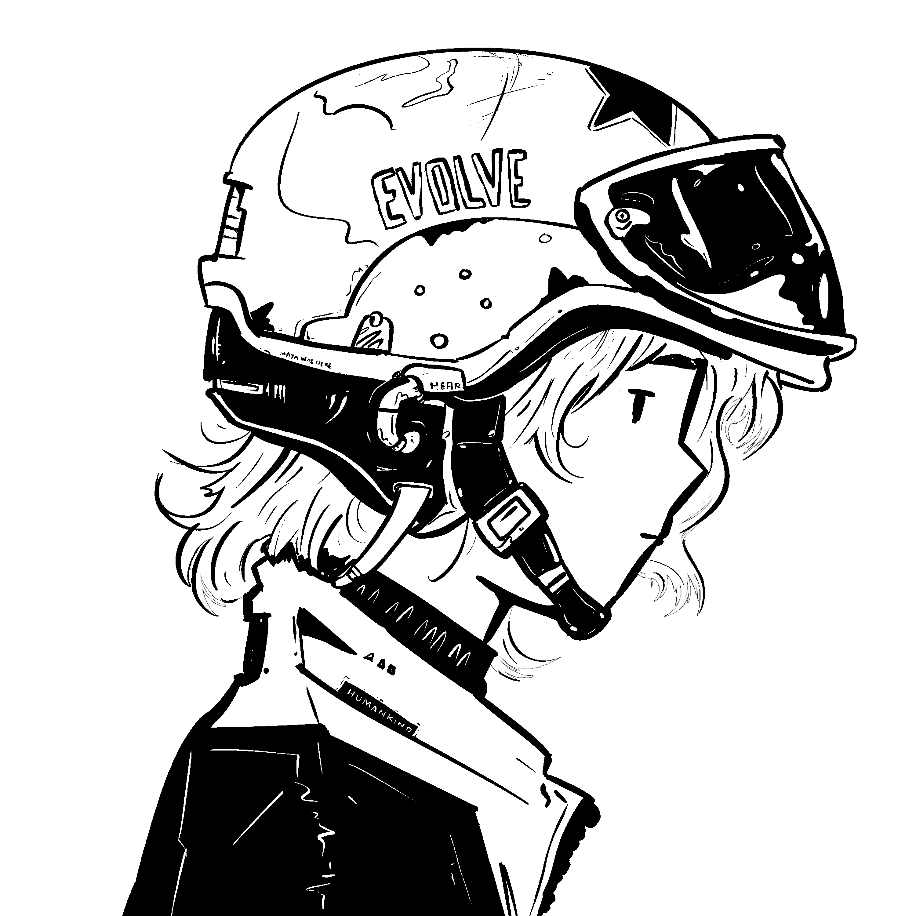 Original black-and-white astronaut illustration