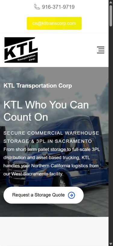 KTL home page on mobile