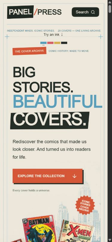 Panel Press mobile homepage